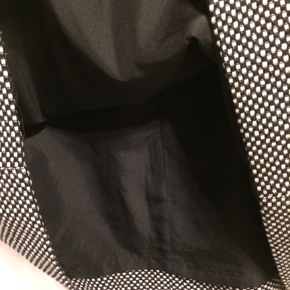 Loft Career Skirt Woven Lined Black White Pockets - Picture 4 of 8